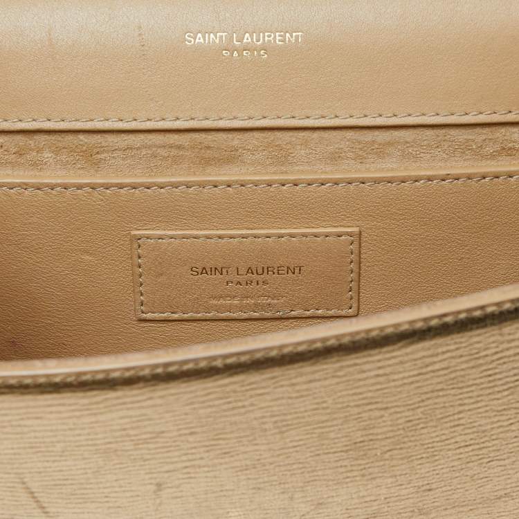 Pre Owned Saint Laurent Gold Leather Small Monogram Kate Chain Bag