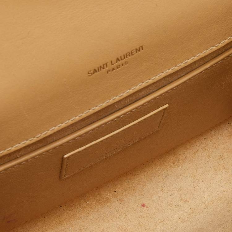 Pre Owned Saint Laurent Gold Leather Small Monogram Kate Chain Bag