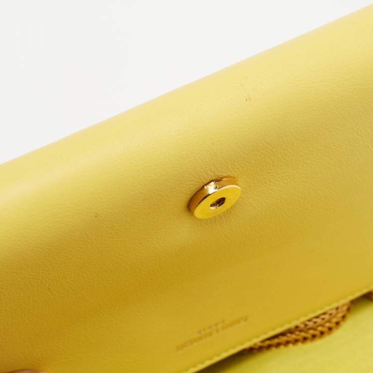 Pre Owned Saint Laurent Yellow Leather Mini Chyc Crossbody Bag