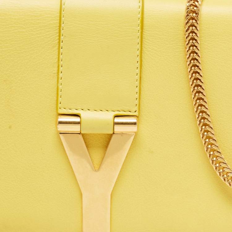 Pre Owned Saint Laurent Yellow Leather Mini Chyc Crossbody Bag