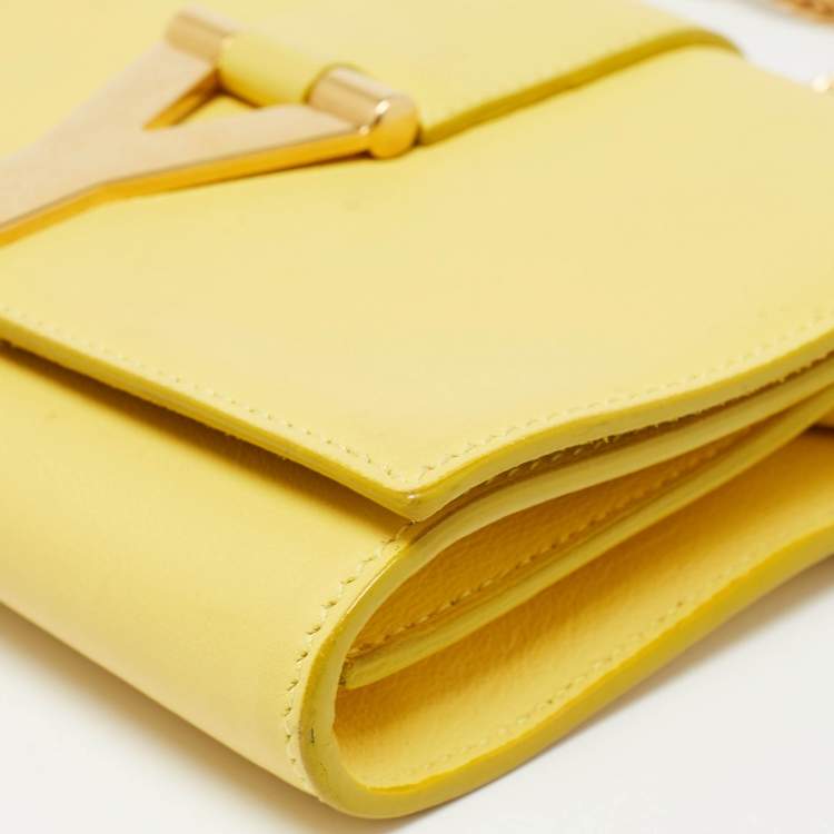 Pre Owned Saint Laurent Yellow Leather Mini Chyc Crossbody Bag