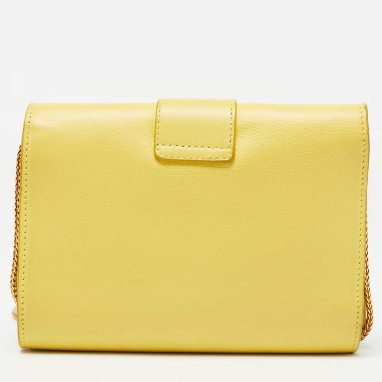 Pre Owned Saint Laurent Yellow Leather Mini Chyc Crossbody Bag