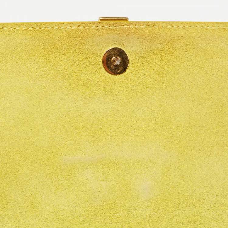 Pre Owned Saint Laurent Yellow Leather Mini Chyc Crossbody Bag