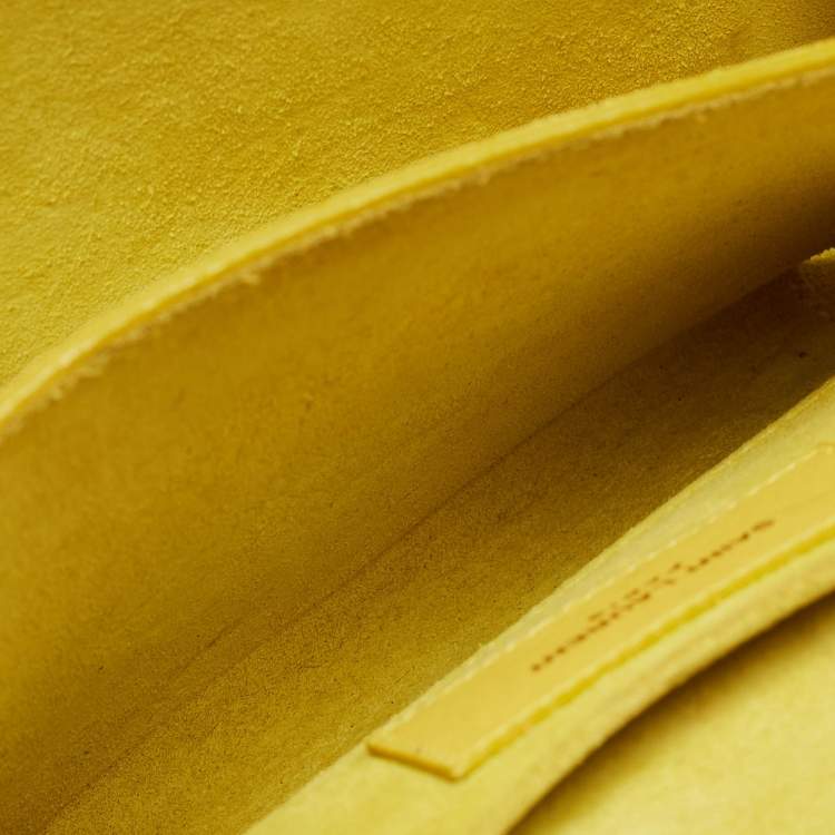 Pre Owned Saint Laurent Yellow Leather Mini Chyc Crossbody Bag