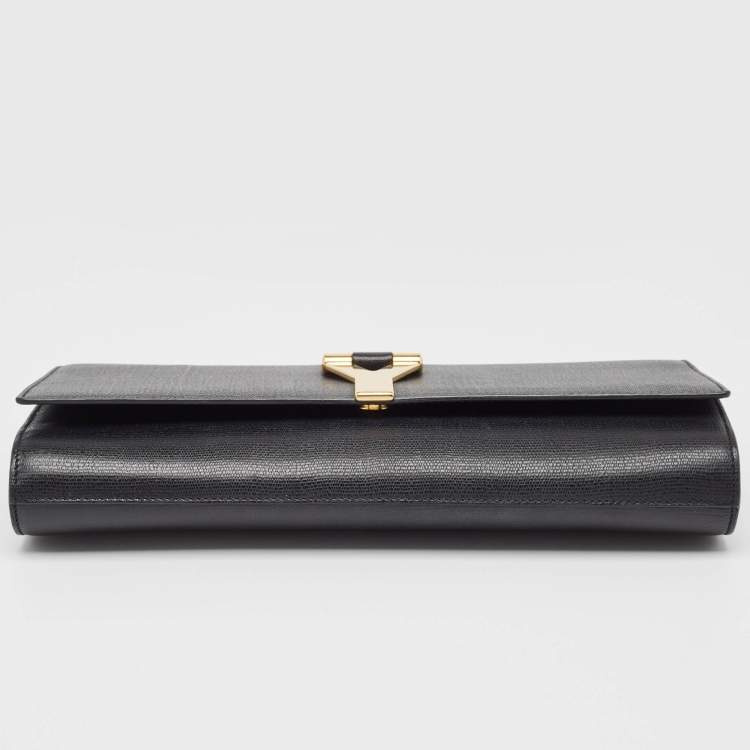 Pre Owned Saint Laurent Black Leather Y Line Clutch