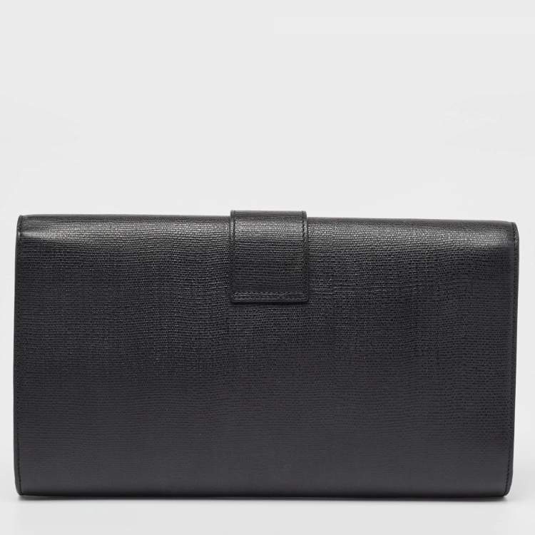 Pre Owned Saint Laurent Black Leather Y Line Clutch