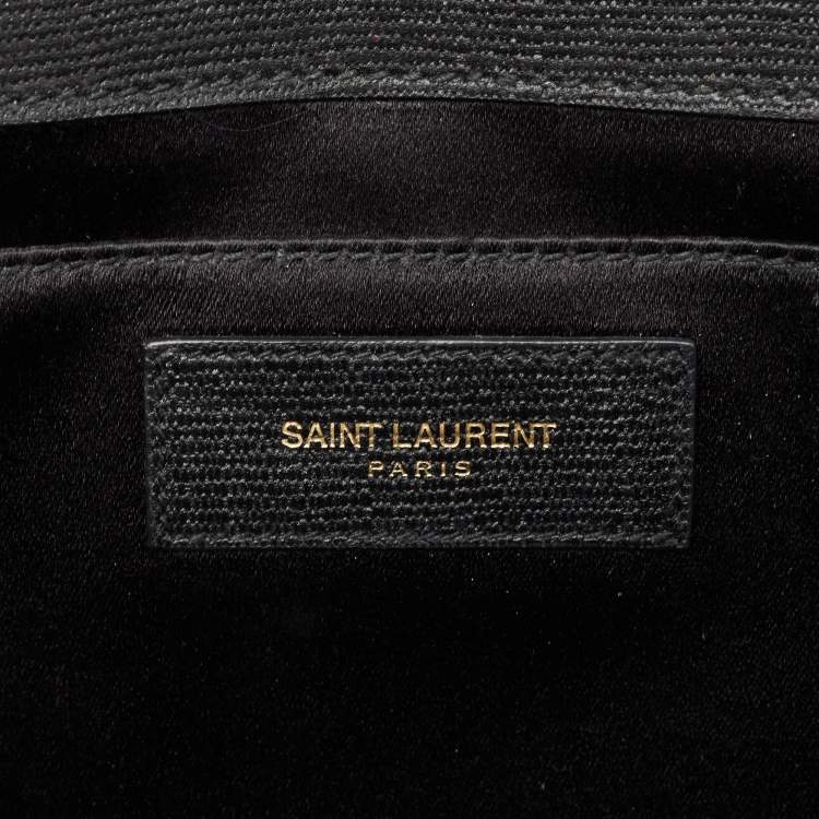 Pre Owned Saint Laurent Black Leather Y Line Clutch