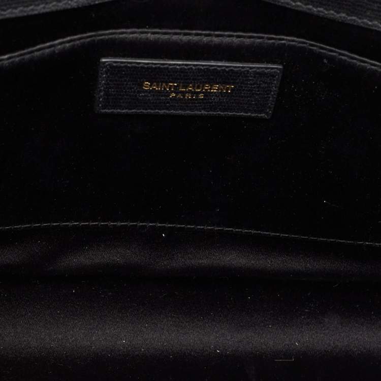 Pre Owned Saint Laurent Black Leather Y Line Clutch