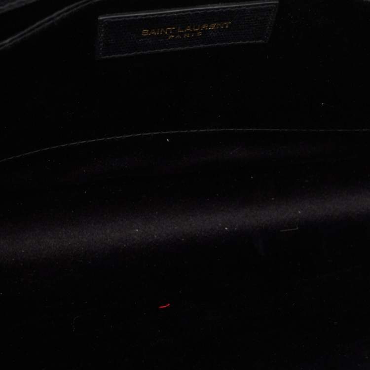 Pre Owned Saint Laurent Black Leather Y Line Clutch