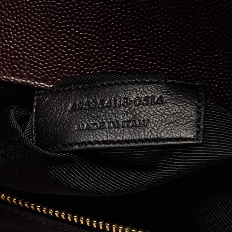 Pre Owned Saint Laurent Burgundy Matelasse Leather Large Monogram Envelope Shoulder Bag
