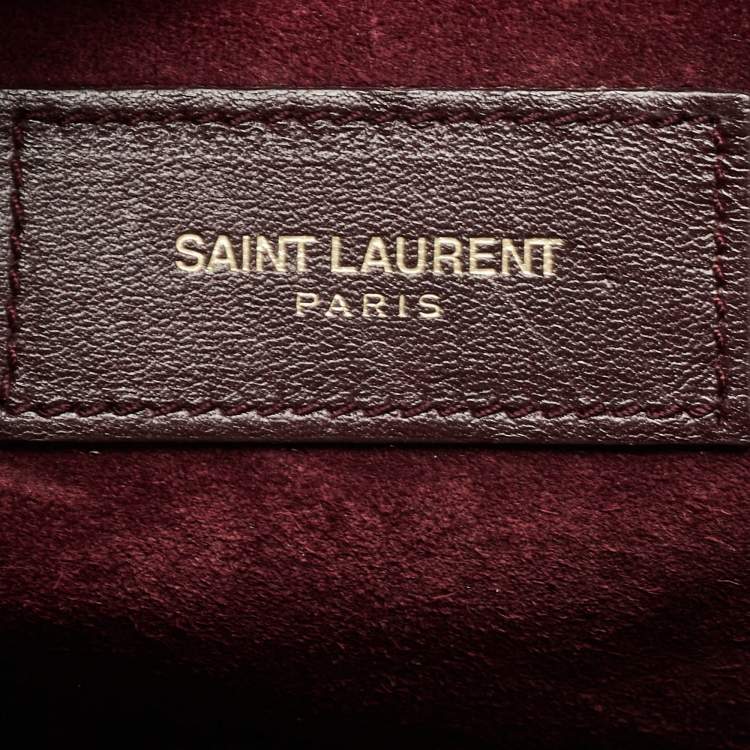 Pre Owned Saint Laurent Dark Burgundy Leather Small Classic Sac De Jour Tote
