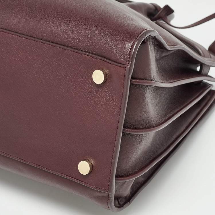 Pre Owned Saint Laurent Dark Burgundy Leather Small Classic Sac De Jour Tote