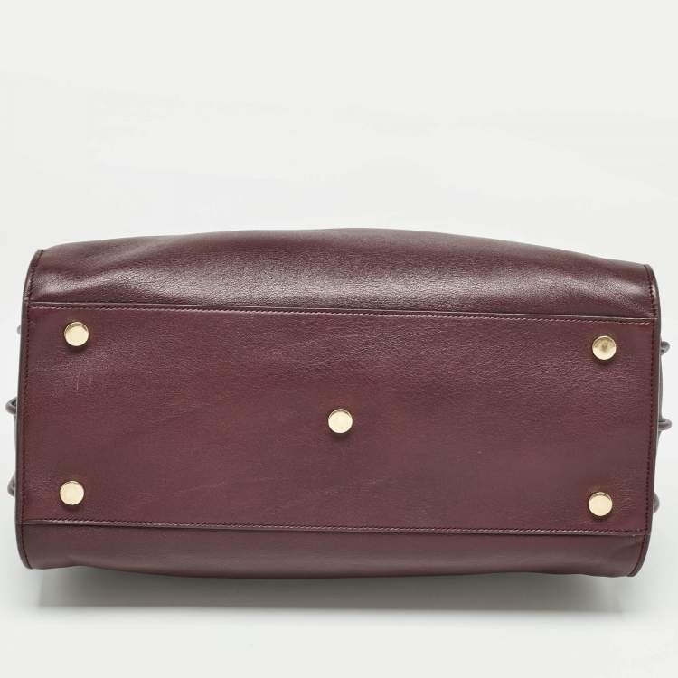 Pre Owned Saint Laurent Dark Burgundy Leather Small Classic Sac De Jour Tote
