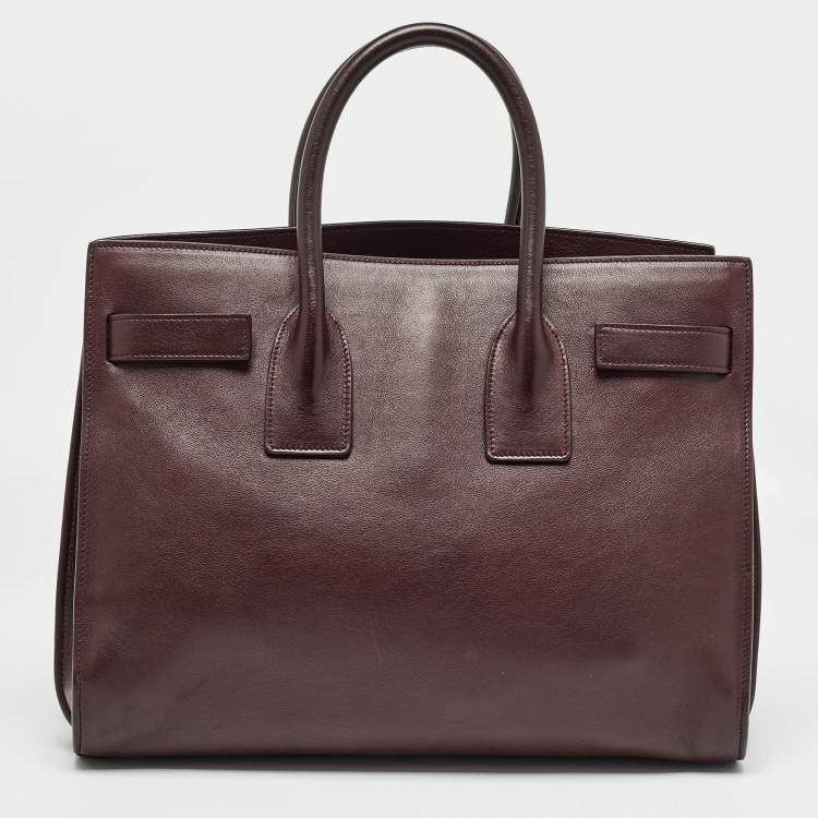 Pre Owned Saint Laurent Dark Burgundy Leather Small Classic Sac De Jour Tote