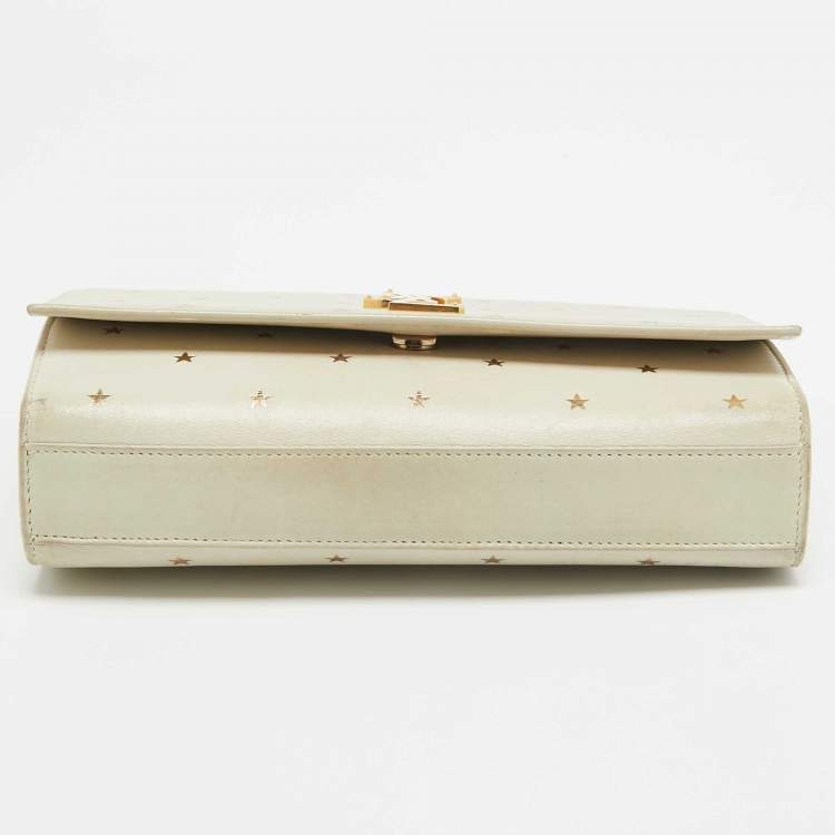 Pre Owned Saint Laurent Cream Leather Medium Kate Star Shoulder Bag