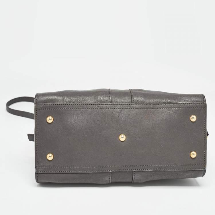 مملوكة مسبقًا Saint Laurent Grey Leather Small Cabas Chyc Tote