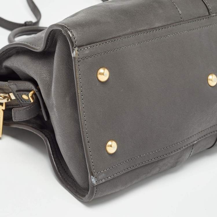 مملوكة مسبقًا Saint Laurent Grey Leather Small Cabas Chyc Tote