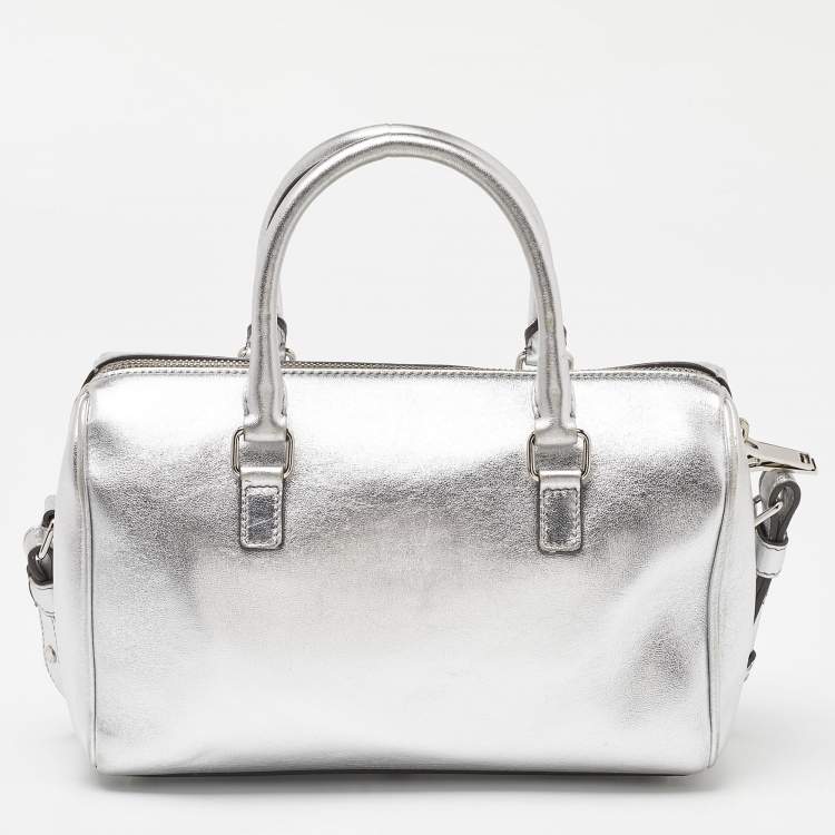 Pre Owned Saint Laurent Silver Leather Classic Baby Duffle Bag