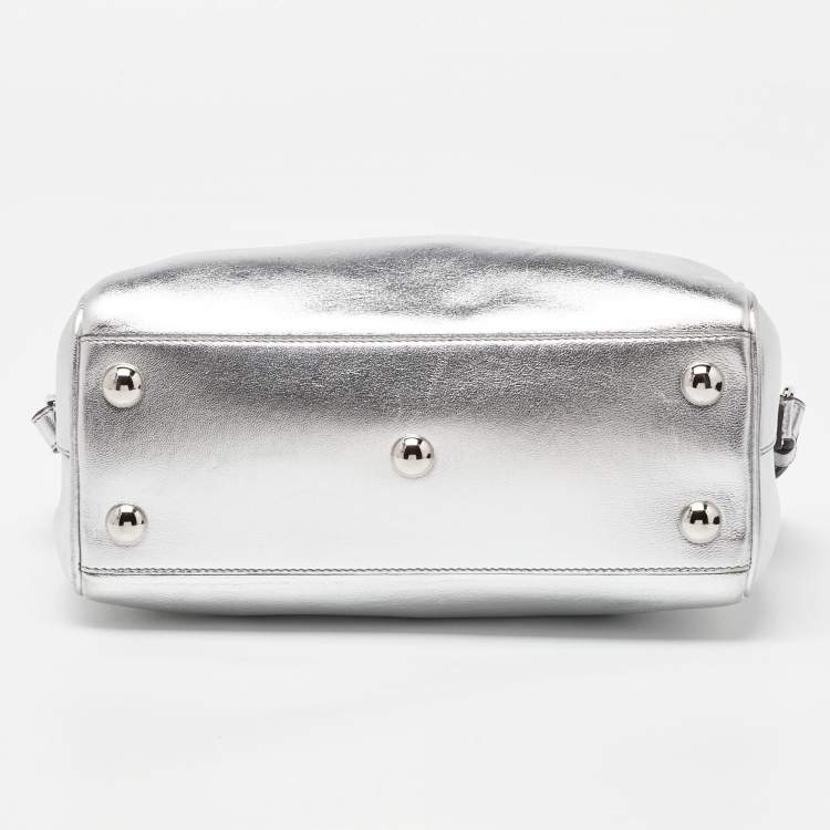 Pre Owned Saint Laurent Silver Leather Classic Baby Duffle Bag
