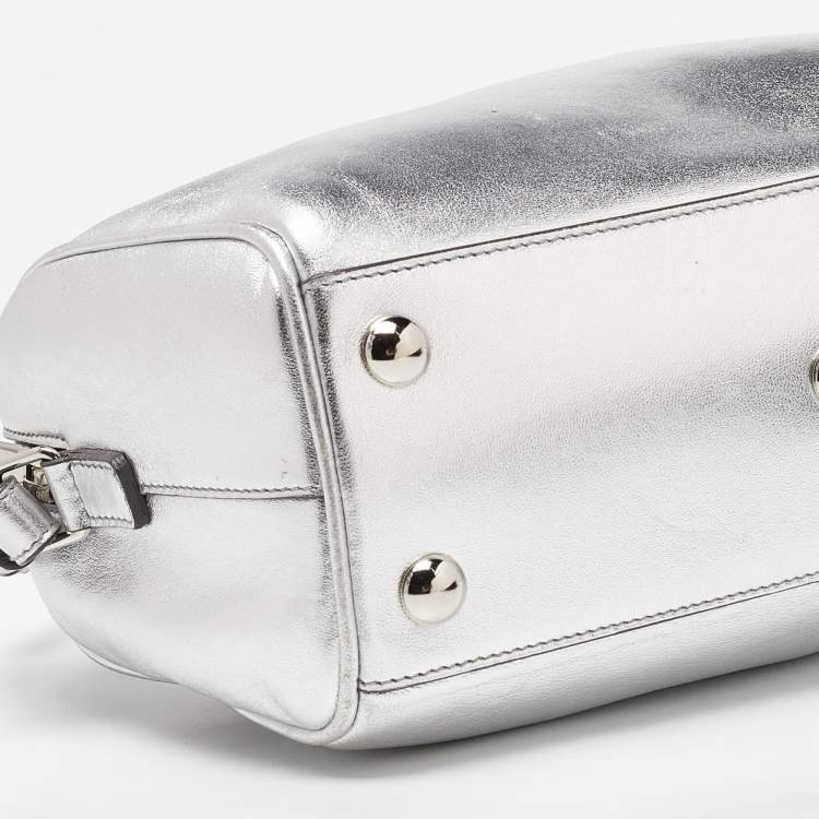 Pre Owned Saint Laurent Silver Leather Classic Baby Duffle Bag