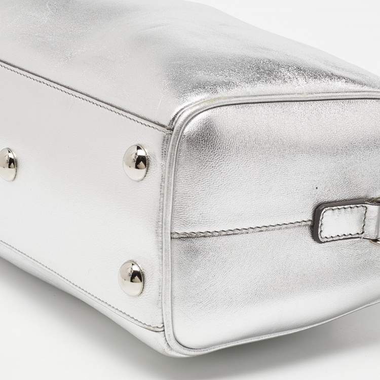 Pre Owned Saint Laurent Silver Leather Classic Baby Duffle Bag