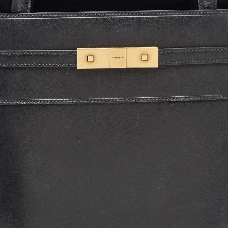 Pre Owned Saint Laurent Black Leather Medium Manhattan Tote