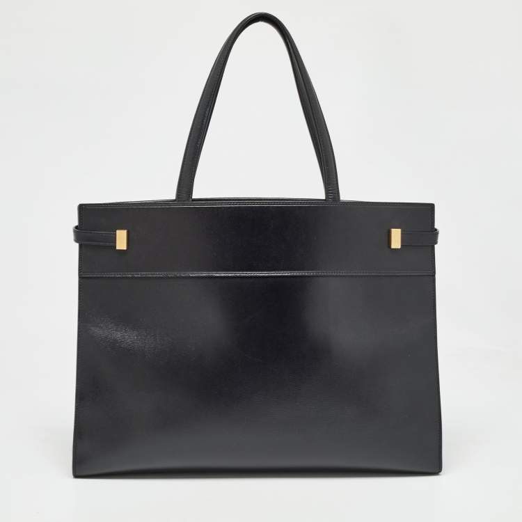 Pre Owned Saint Laurent Black Leather Medium Manhattan Tote