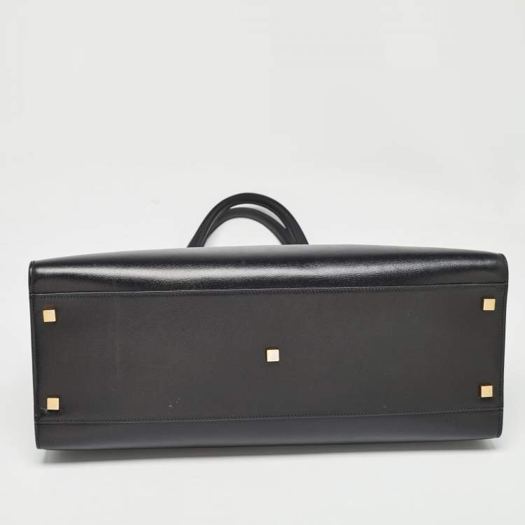 Pre Owned Saint Laurent Black Leather Medium Manhattan Tote