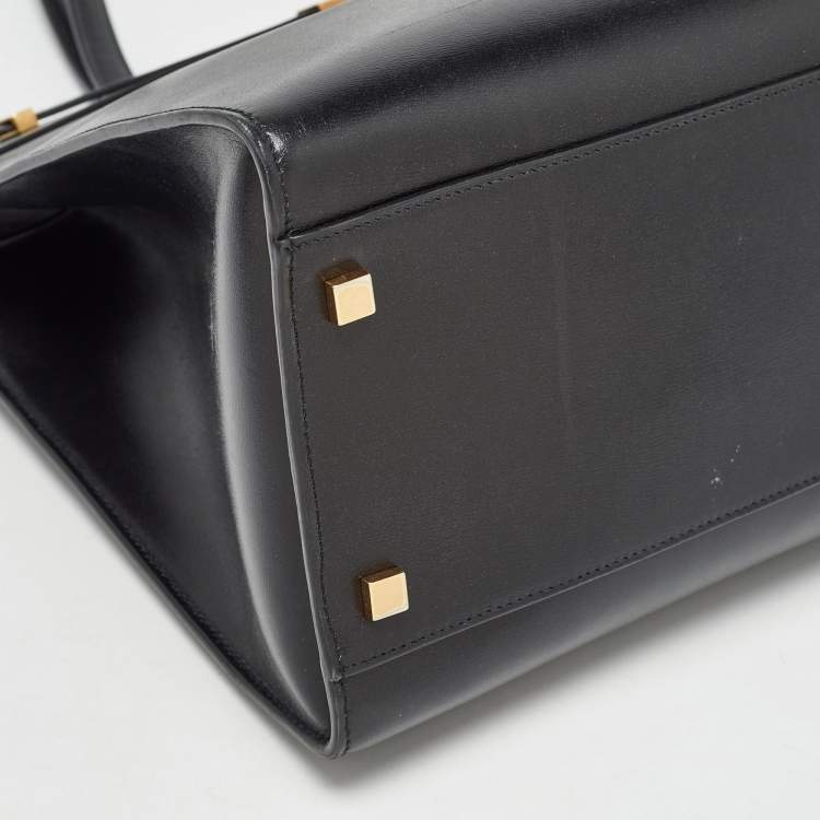 Pre Owned Saint Laurent Black Leather Medium Manhattan Tote
