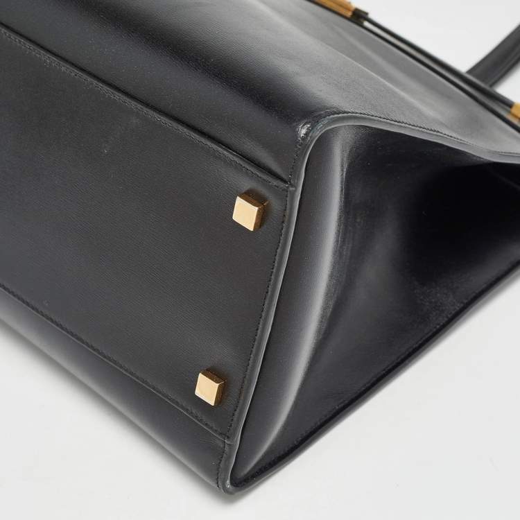 Pre Owned Saint Laurent Black Leather Medium Manhattan Tote