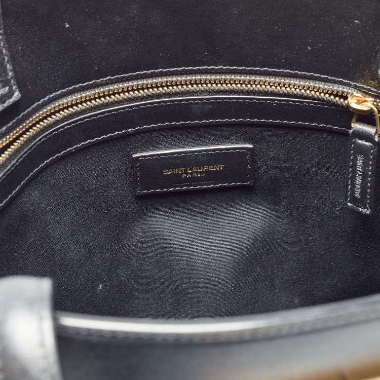 Pre Owned Saint Laurent Black Leather Medium Manhattan Tote