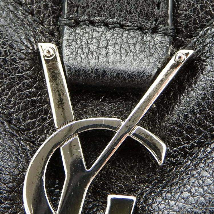 Pre Owned Saint Laurent Paris Black Leather Medium Monogram Triquilt Matelassé Envelope Bag