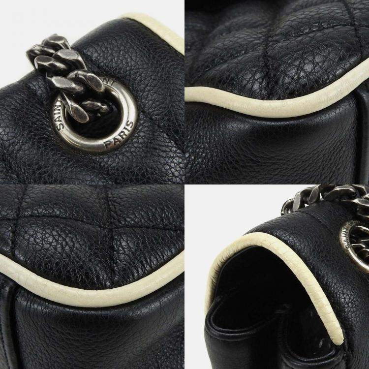 Pre Owned Saint Laurent Paris Black Leather Medium Monogram Triquilt Matelassé Envelope Bag