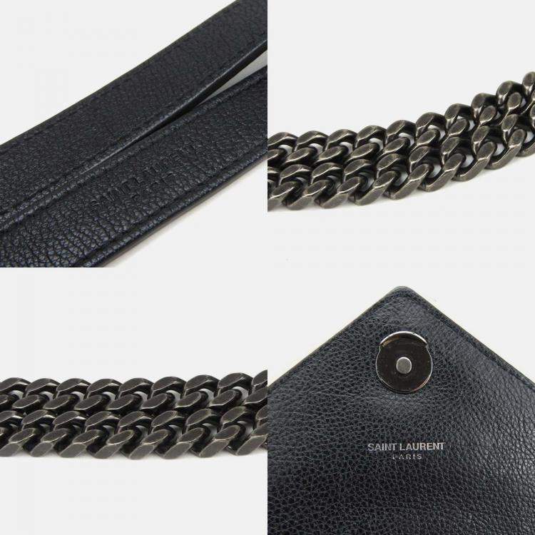Pre Owned Saint Laurent Paris Black Leather Medium Monogram Triquilt Matelassé Envelope Bag