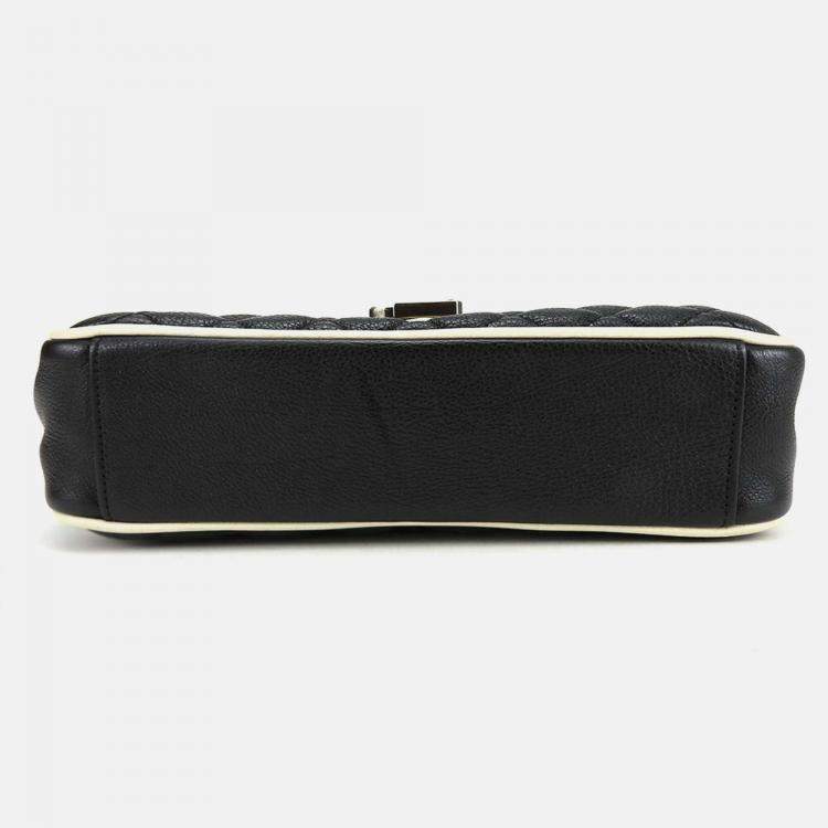 Pre Owned Saint Laurent Paris Black Leather Medium Monogram Triquilt Matelassé Envelope Bag