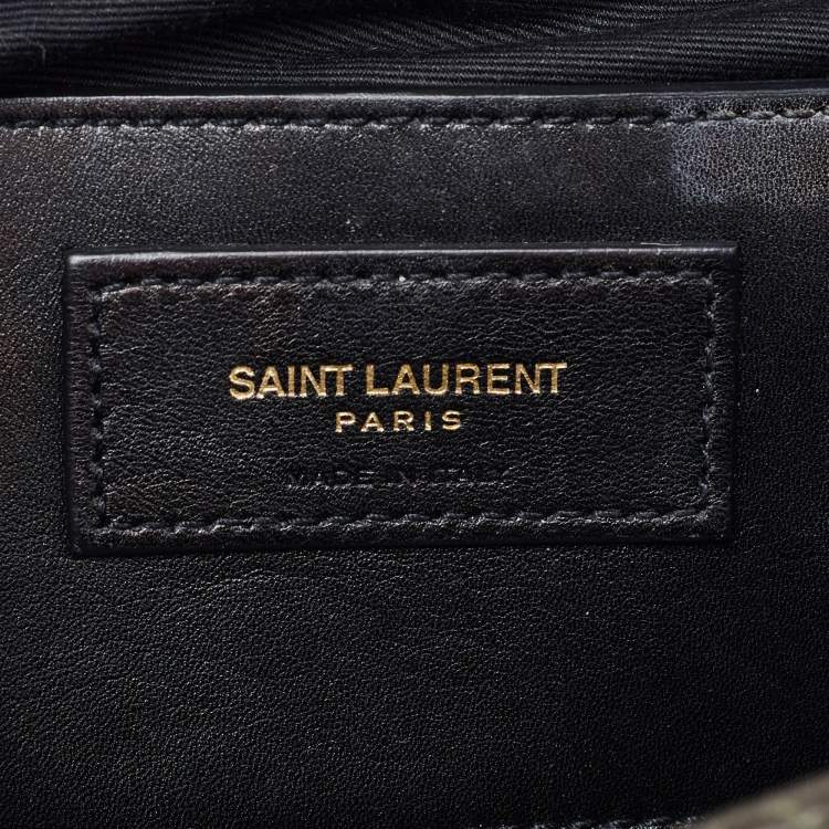 Pre Owned Saint Laurent Olive Green Mix Matelasse Leather Medium Envelope Chain Bag