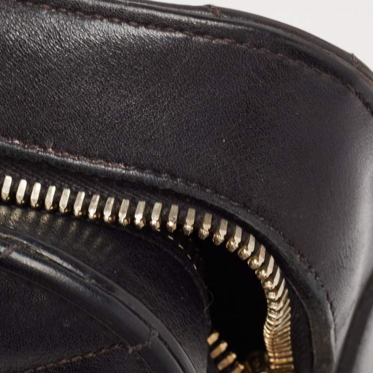 Pre Owned Saint Laurent Black Matelasse Leather Small Monogram Cabas Tote