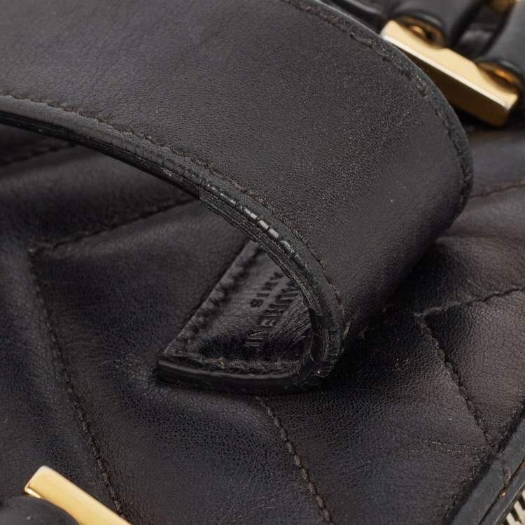 Pre Owned Saint Laurent Black Matelasse Leather Small Monogram Cabas Tote