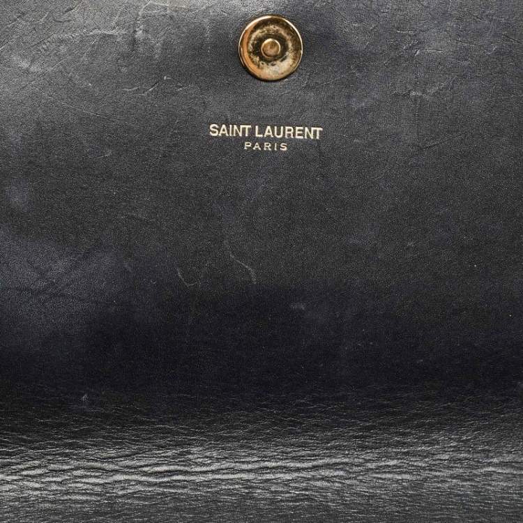 مملوكة مسبقًا Saint Laurent Black Leather Kate Tassel Clutch