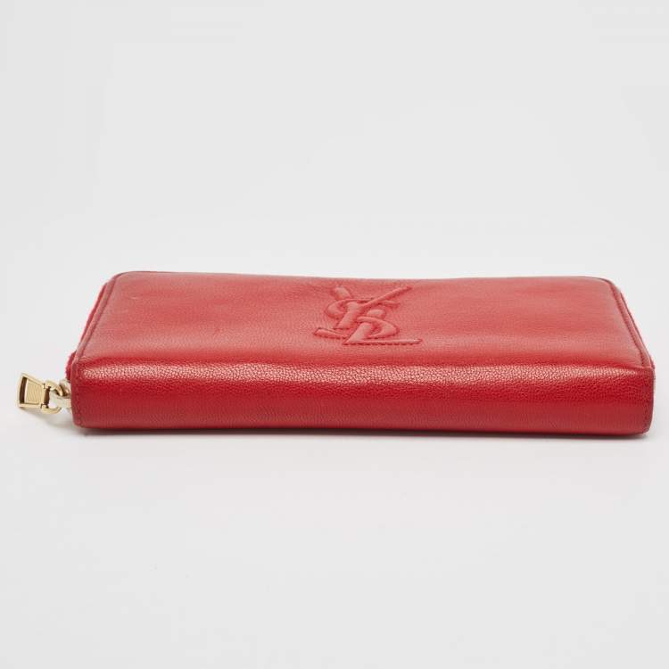Pre Owned Saint Laurent Red Leather Belle De Jour Wallet