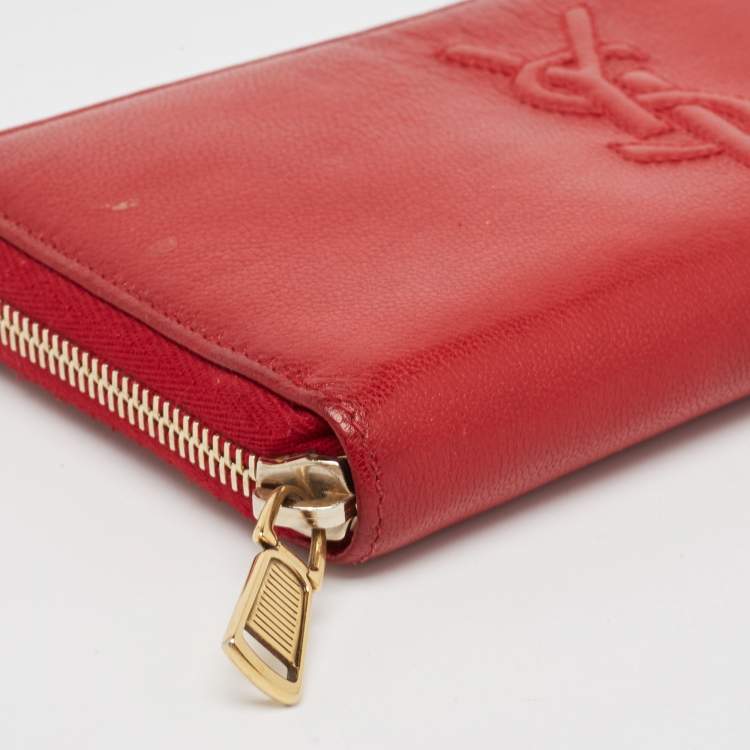 Pre Owned Saint Laurent Red Leather Belle De Jour Wallet