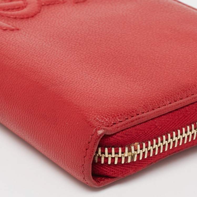 Pre Owned Saint Laurent Red Leather Belle De Jour Wallet