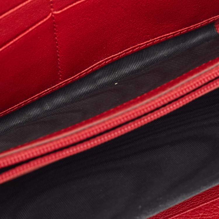 Pre Owned Saint Laurent Red Leather Belle De Jour Wallet