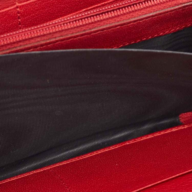 Pre Owned Saint Laurent Red Leather Belle De Jour Wallet