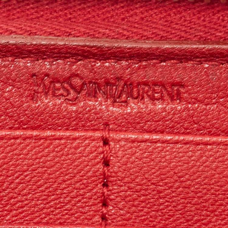 Pre Owned Saint Laurent Red Leather Belle De Jour Wallet
