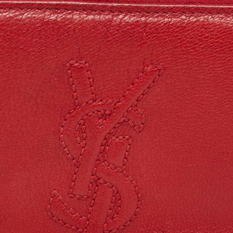 Pre Owned Saint Laurent Red Leather Belle De Jour Wallet