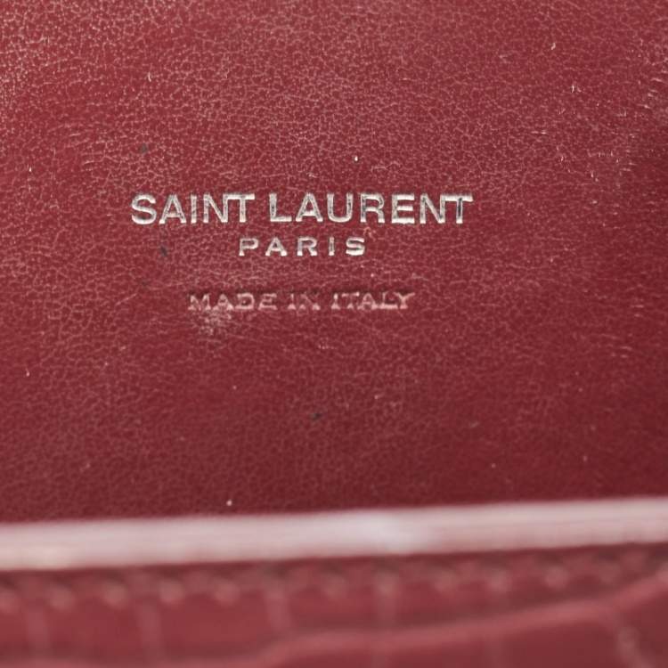 مملوكة مسبقًا Saint Laurent Burgundy Croc Embossed Leather Nano Classic Sac De Jour Tote