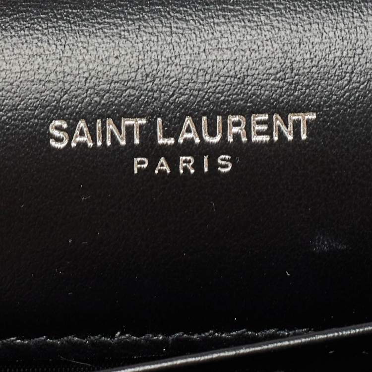 Pre Owned Saint Laurent Grey Lurex Fabric Kate Chain Clutch