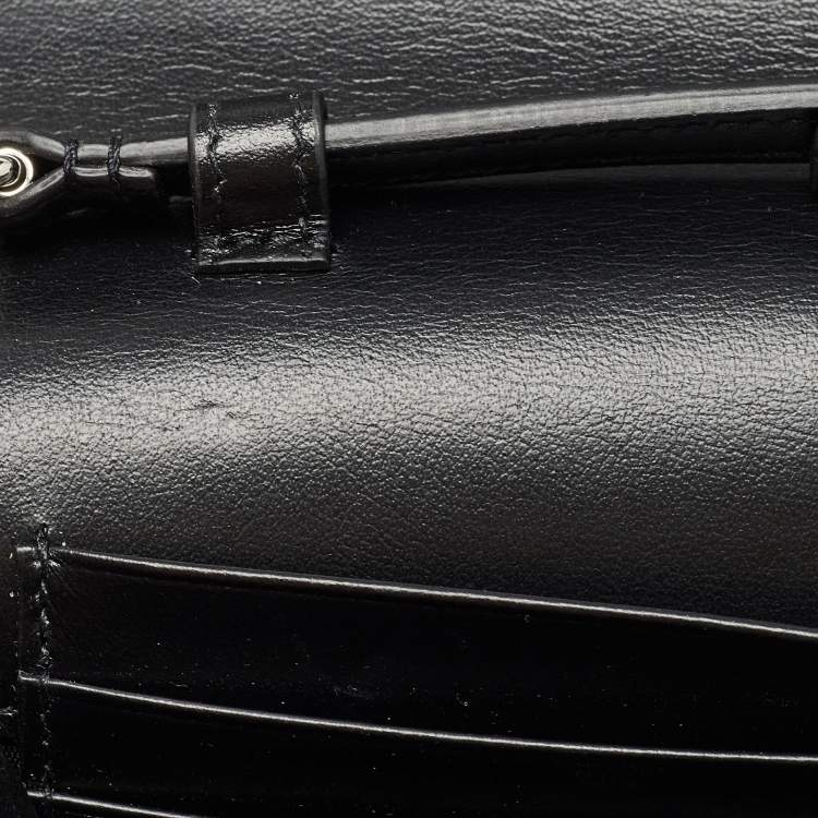 Pre Owned Saint Laurent Grey Lurex Fabric Kate Chain Clutch
