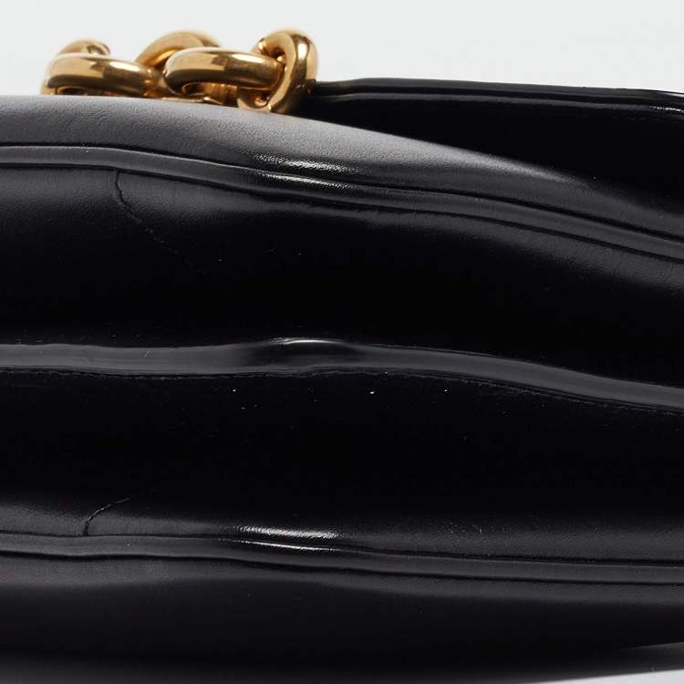 Pre Owned Saint Laurent Black Leather Le Maillon Shoulder Bag